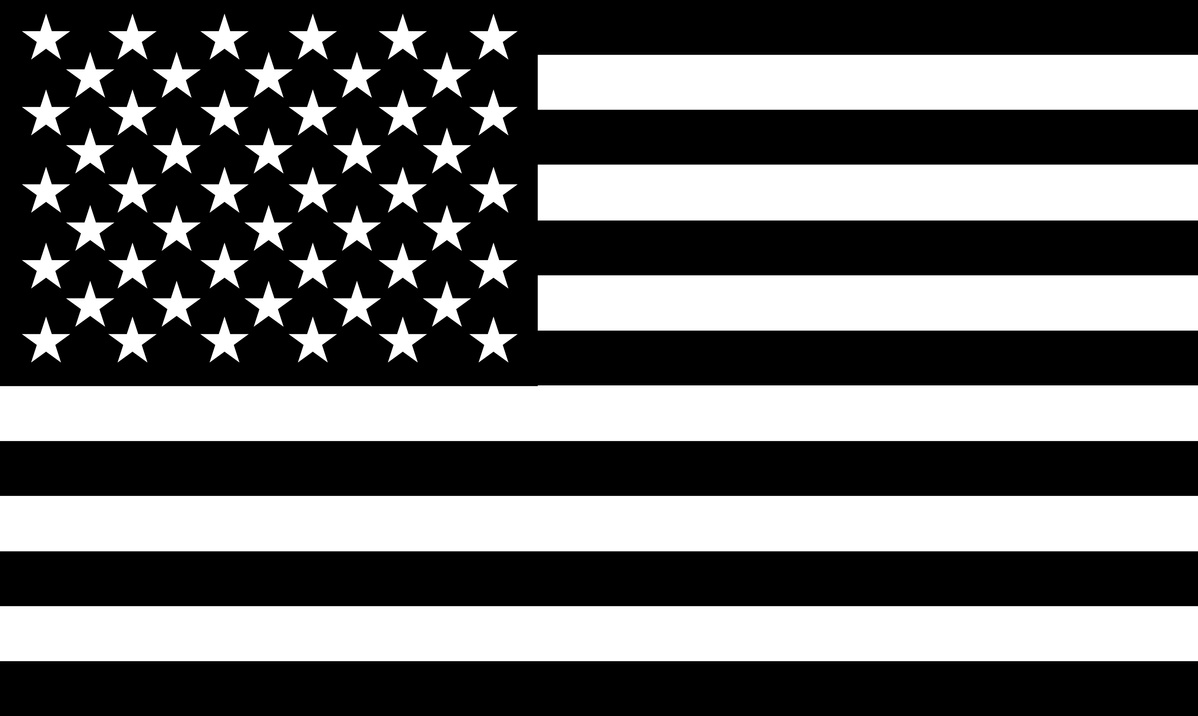 American flag black and white tone